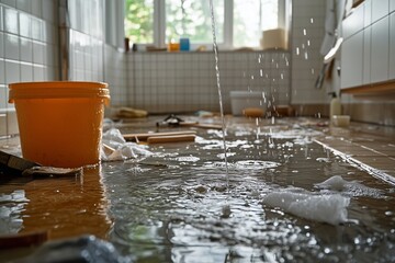 Water Leak Causes Chaos in Bathroom as Homeowner Attempts to Manage Pipe Damage and Flooding