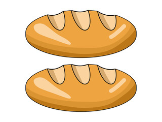 Two golden loaves of bread resting on a clean white background. A bright and inviting depiction of freshly baked goods. Perfect for bakery promotions, branding, and product visuals