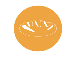 An artistic depiction of a bread loaf inside a bright yellow circle. A minimalist and vibrant design symbolizing fresh baked goods. Perfect for bakery logos, branding, and marketing visuals