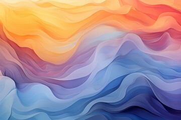 Vivid multicolored wavy abstract background featuring textured layers of translucent fabric