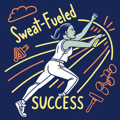"Bold and energetic design to fuel an active lifestyle, showcasing the power of sweat and determination for success."