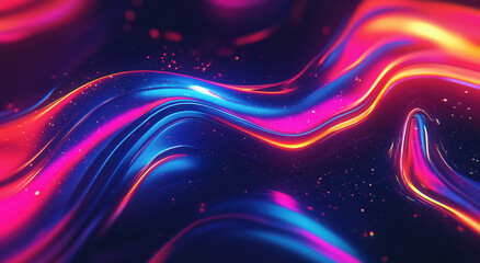 Colorful streaks of light create a dynamic abstract background with vibrant hues and glowing particles at night