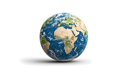Realistic Earth Globe With Detailed Continents and Ocean Colors