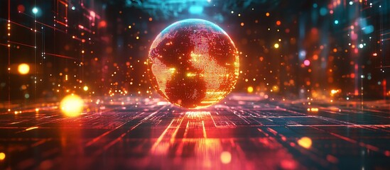 Fototapeta premium Digital Globe: A Futuristic Vision of Global Connectivity