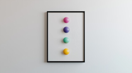 Black Frame with Four Pastel Spheres