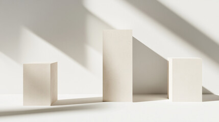 Minimalistic abstract beige blocks with light shadows, podium for product presentation