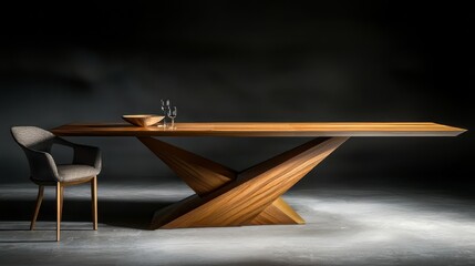 Wooden Table with Stylish Glass