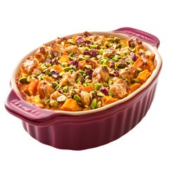 Delicous Pistachio Sweet Potato Casserole isolated on transparent background