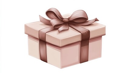 Obraz premium Elegant gift box with a decorative brown ribbon and bow suitable for various occasions such as birthdays, holidays, and celebrations in a simple, modern design