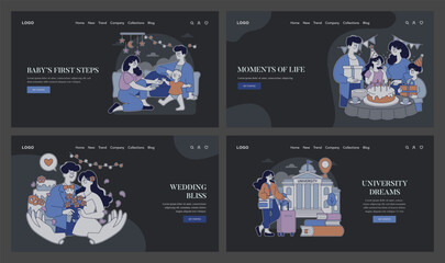 Moments Of Life. Flat Vector Illustration