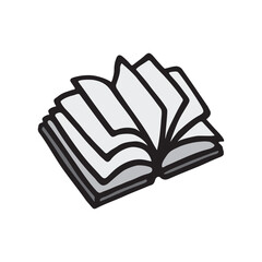 Doodle book icon handdrawn with ink pen. Knowledge and education symbol painted in grunge freehand style. PNG isolated on transparent background and vector illustration