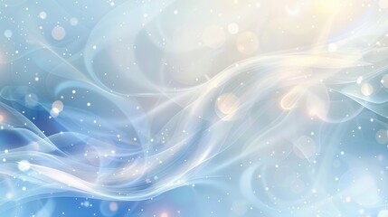 An elegant abstract background with soft gradients of blue and white, featuring subtle light flares and bokeh effects