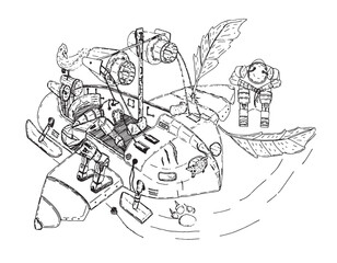 PLane isolated on white, hand drawn vector illustration, doodle style picture. 100% hand drawn vector image.