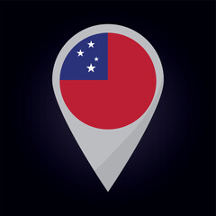 Samoa Flag on Location Pin. vector illustration