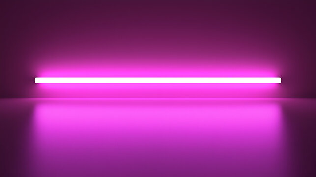Neon pink light strip illuminating a reflective surface