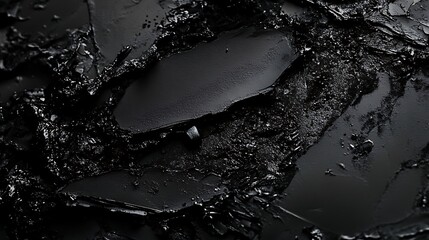 A black and white image shows a rough, dark terrain against a white sky.