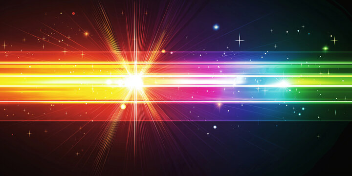 Modernes Banner-Design mit dynamischem Prisma-Farbstreifen diagonal &uuml;ber hellen Grund. Minimalistisch-elegant f&uuml;r Print und Digital Media