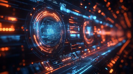 Fototapeta premium Futuristic Digital Interface: Abstract Technology Background