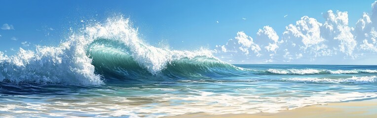 Fototapeta premium Gigantic tidal wave capturing nature's raw power and fury