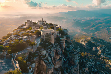 Fototapeta premium Professional scenes showcasing advanced 3D mapping drones, scenic environment