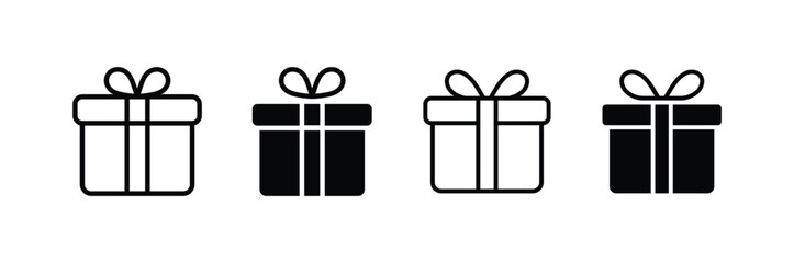 Gift box icon set. Surprising gift box, Gift wrapping simple black style symbol sign for apps and website, vector illustration.