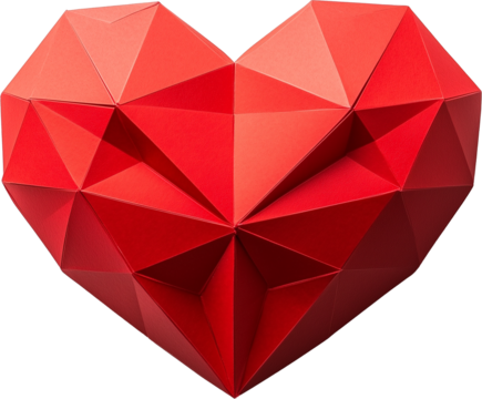 red diamond paper heart on white
