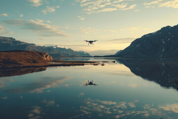 Professional scenes showcasing advanced drone insurance, scenic environment