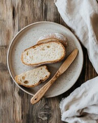 Naklejka premium Simple Bread on Plate