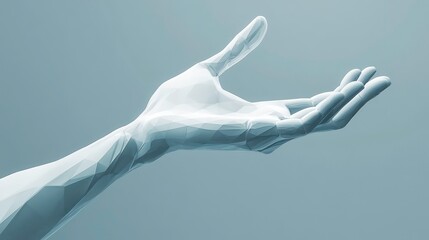 Extended male hand open and ready to help. Human arm giving. Connection structure. 3D vector illustration with empty place. Can be used for brochure, poster, presentation, flyer or banner.