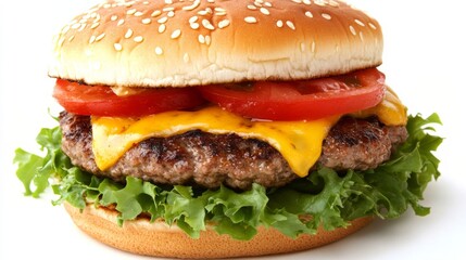 A mouthwatering cheeseburger, perfect for a satisfying meal.