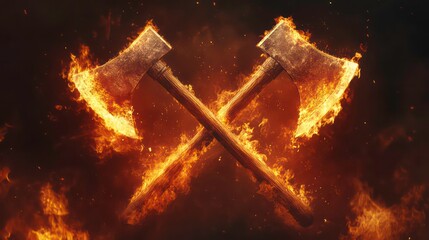 Firefighters day tribute: crossed axes with intense flames for poster design