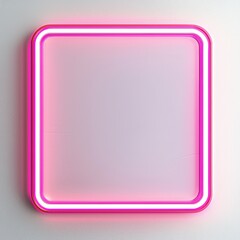 Fototapeta premium Pink Neon Square Frame: A bright pink neon square frame against a clean backdrop, creating a modern and stylish design element perfect for showcasing your message or product.
