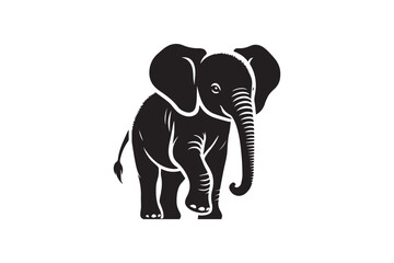 simple and unobtrusive elephant vector silhouette illustration isolated in white background
