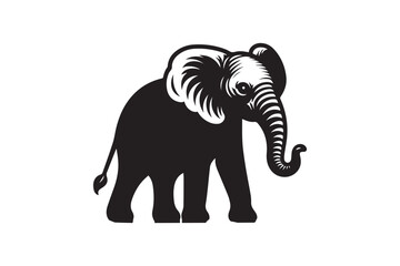 Fototapeta premium simple and unobtrusive elephant vector silhouette illustration isolated in white background 