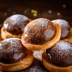 Close Up of Pastries Topped with Dark Chocolate