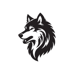 Black Color Wolf silhouette design Vector Illustration, Solid White Background 18.eps
