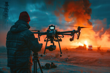 Fototapeta premium thermal imaging drones in action, dynamic and cinematic view, high-definition shots