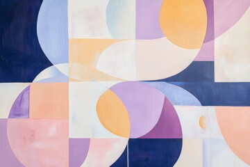 Abstract geometric art in soothing pastel colors. Modern wall decor with soft shapes and harmonious composition for stylish background or creative spaces.