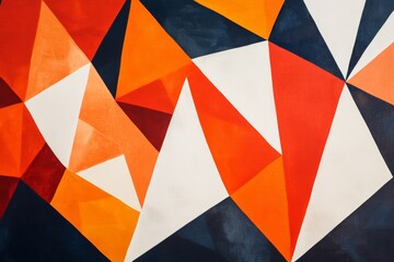 Abstract geometric art with vibrant orange, red, white, and blue shapes creating a modern pattern. Ideal for contemporary home decor, creative projects, and design aesthetics.