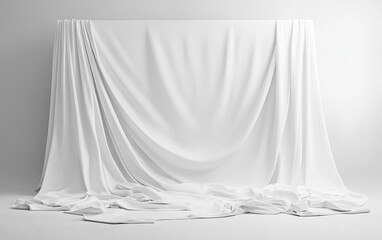 Elegant White Draped Fabric:  Studio Backdrop for Product Photography or Mockups