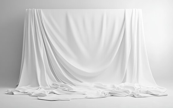 Elegant White Draped Fabric:  Studio Backdrop for Product Photography or Mockups