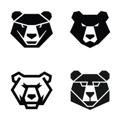Minimalist Bear Face Silhouette Logo - Geometric Animal Design on White Background