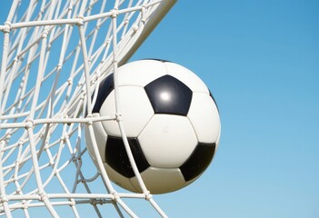 soccer ball in goal net