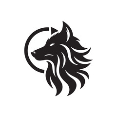 Black Color Wolf silhouette design Vector Illustration, Solid White Background 16.eps