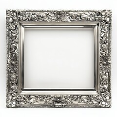 Ornate Silver Picture Frame: A meticulously detailed silver picture frame with ornate floral and scrollwork designs.