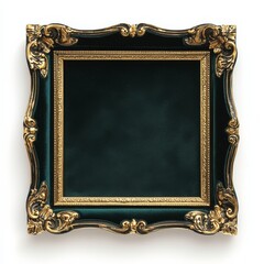 Emerald and Gold Frame: An ornate, emerald green velvet frame with gold accents,  ready to display...