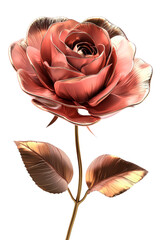 PNG Elegant pink gold rose flower render high fidelity, isolated on transparent background	