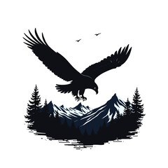 Bald eagle silhouette vector illustrations