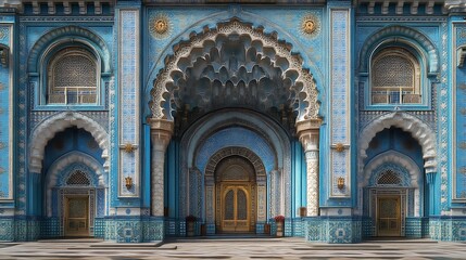Obraz premium Ornate Blue Mosque Entrance Majestic Architecture Detail
