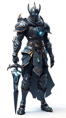 A futuristic armored knight wielding a glowing sword, exuding strength and mystique.